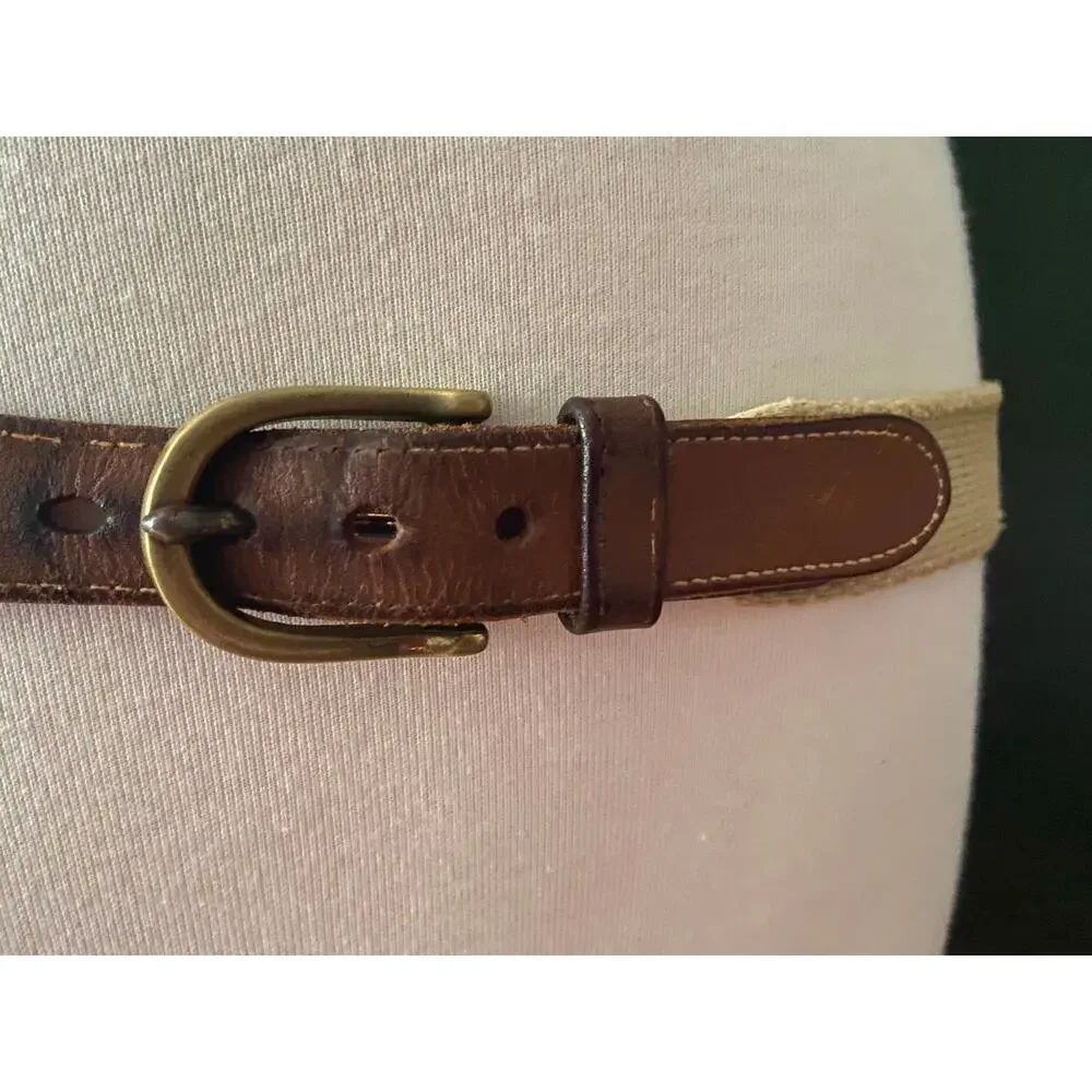 Vintage DOONEY & BOURKE Beige Surcingle Belt Womens sz 36